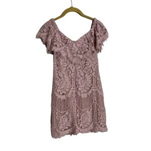 Wayf Dusty Rose Pink Lace Mini Dress XS